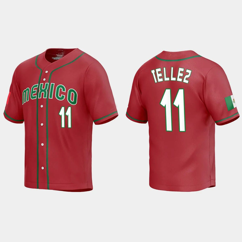 #11 ROWDY TELLEZ MEXICO BASEBALL 2023 WORLD BASEBALL CLASSIC REPLICA JERSEY ¨C RED Stitches Baseball Jerseys
